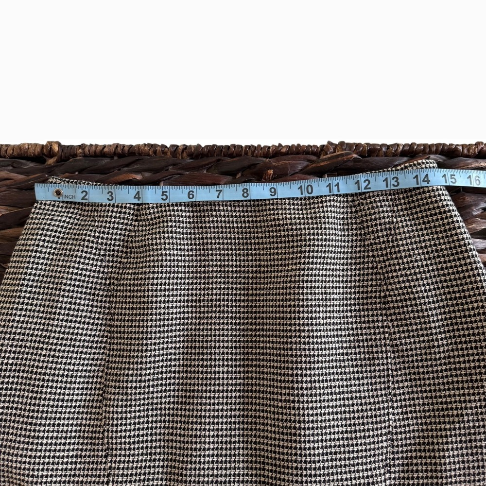 CARLISLE Houndstooth Ruffle Hem Pencil Skirt Wool Silk Blend Black White Size 8 - Picture 6 of 9